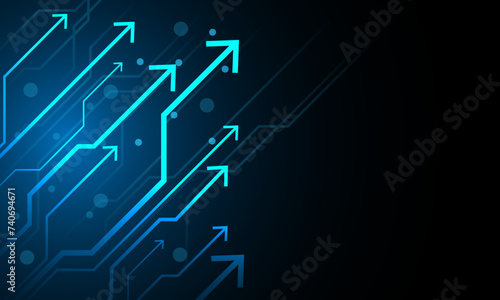Abstract technology blue arrows line circuit forward motion geometric with black blank space design modern futuristic creative background vector