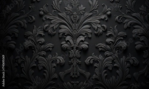 a black damask pattern
