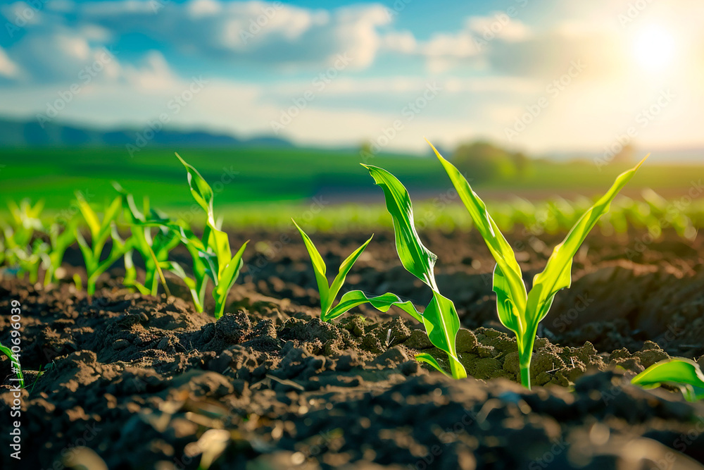 young corn shoots, cornfield. young corn shoots, cornfield.