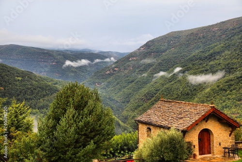 Misty mountain view in Pyrenees  Spain