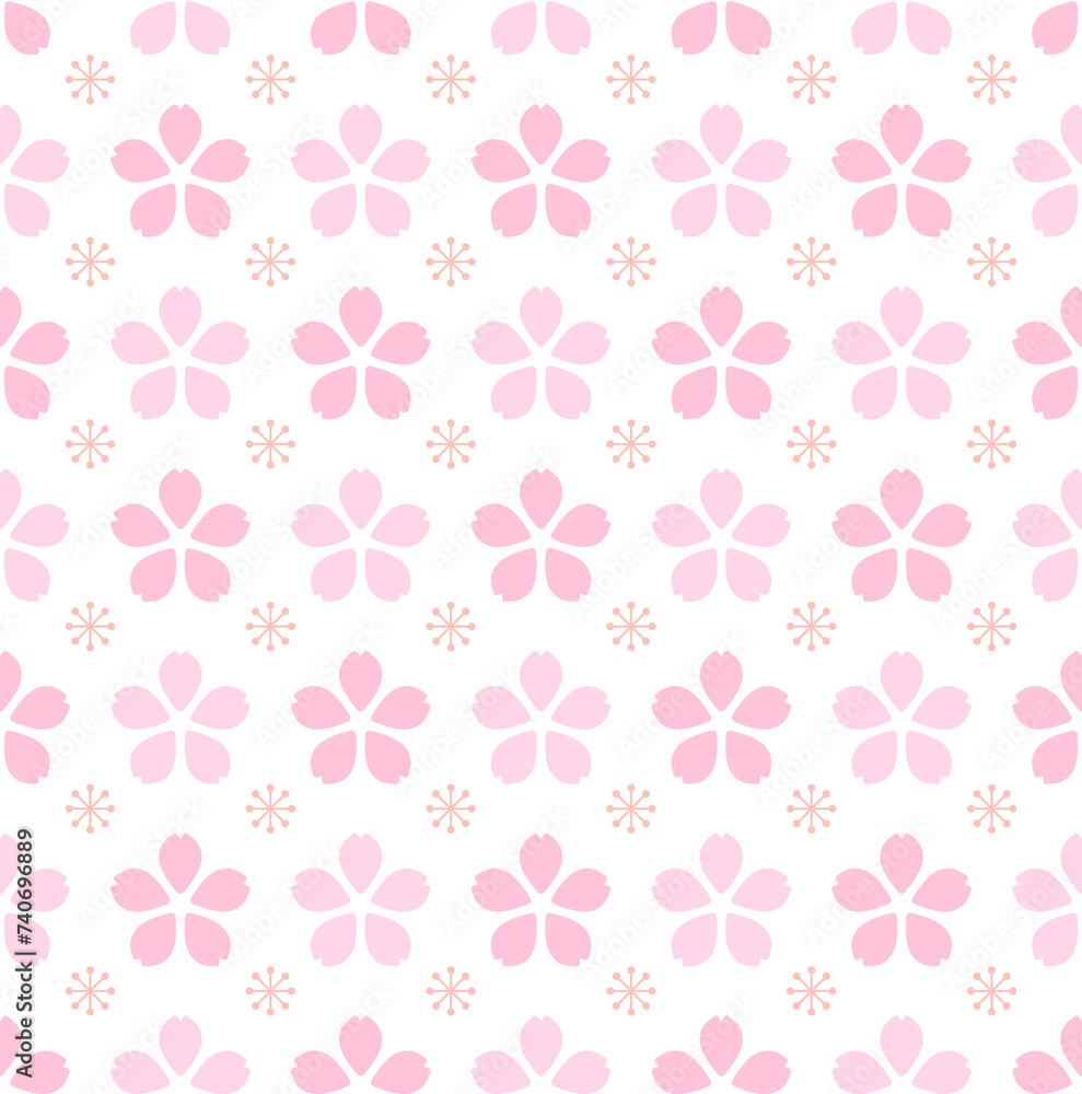 A background illustration of the 'cherry blossom' pattern, a pink flower representing the spring season. Pattern graphics used for wallpaper, tiles, fabric, fashion, textures and interiors.
