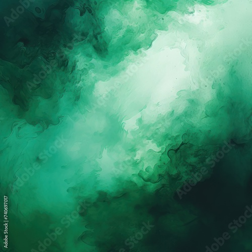 Abstract watercolor paint background by gradient deep green color