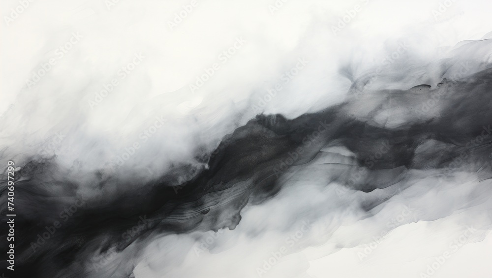 an abstract painting in black and white