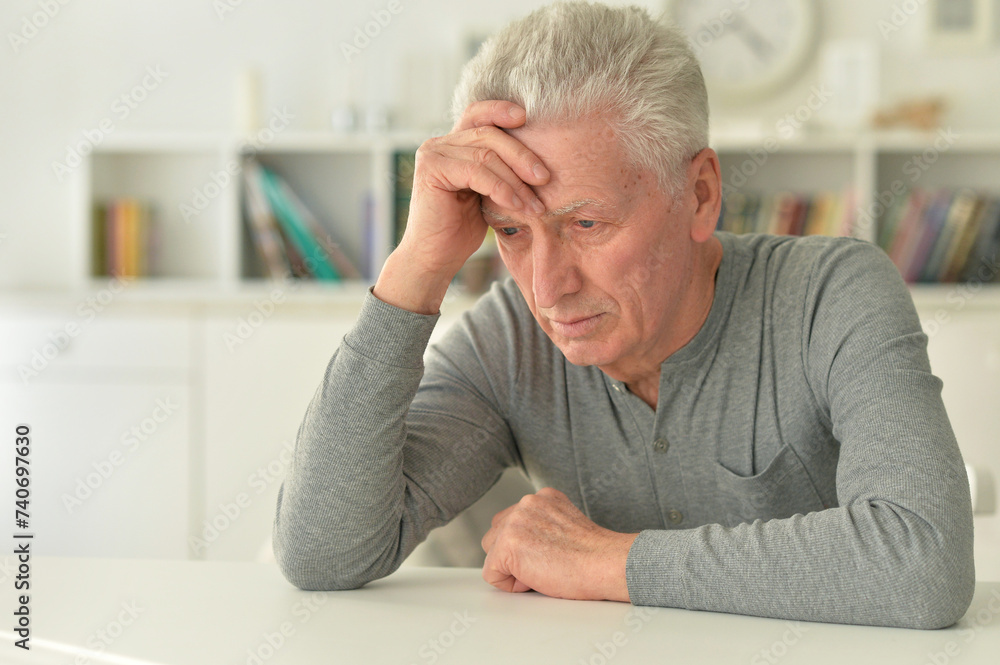 Portrait of sad senior man at home Portrait of sad senior man at home