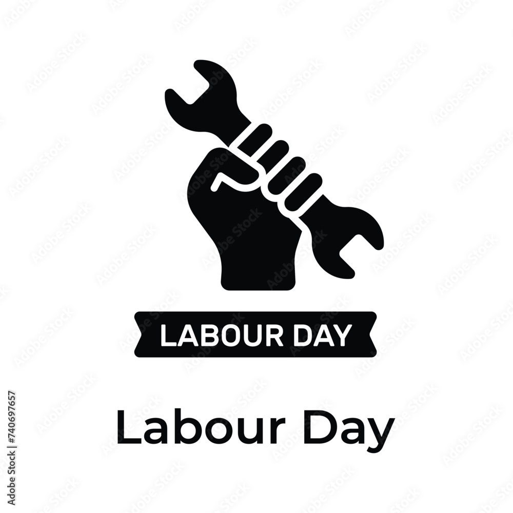 Hand holding spanner depicting concept icon of Labour Day in trendy style Hand holding spanner depicting concept icon of Labour Day in trendy style