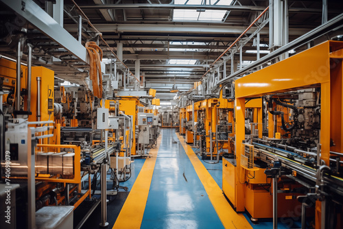 Production line at modern bright factory