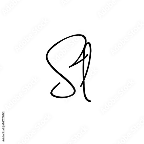 A hand-drawn signature logo design template 