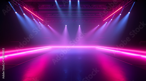 The stage background is illuminated by the light of a spotlight photo
