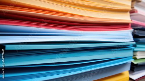 stack of colorful office paper and documents