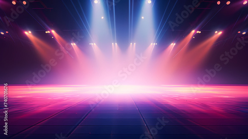 The stage background is illuminated by the light of a spotlight