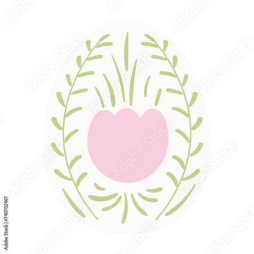 Painted Easter egg hand drawn illustration. Flat style design, isolated vector. Easter holiday clip art, seasonal card, banner, poster, element