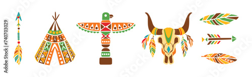 Ethnic Indian Symbol and Tribal Object Vector Set