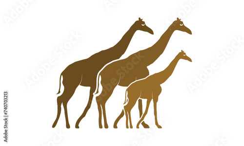 Giraffe family walking illustration design vector