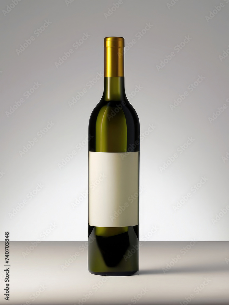 bottle of white wine, mock-up of a wine bottle, white label, blank template bottle of white wine, mock-up of a wine bottle, white label, blank template