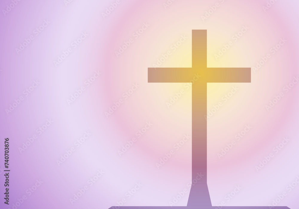 Crucifijo en un fondo amarillo y rosa de Semana Santa. Crucifijo en un fondo amarillo y rosa de Semana Santa.