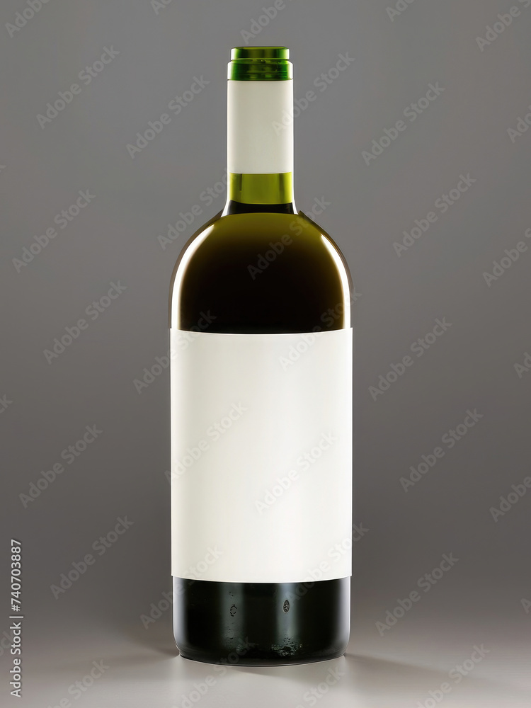 bottle of white wine, mock-up of a wine bottle, white label, blank template bottle of white wine, mock-up of a wine bottle, white label, blank template