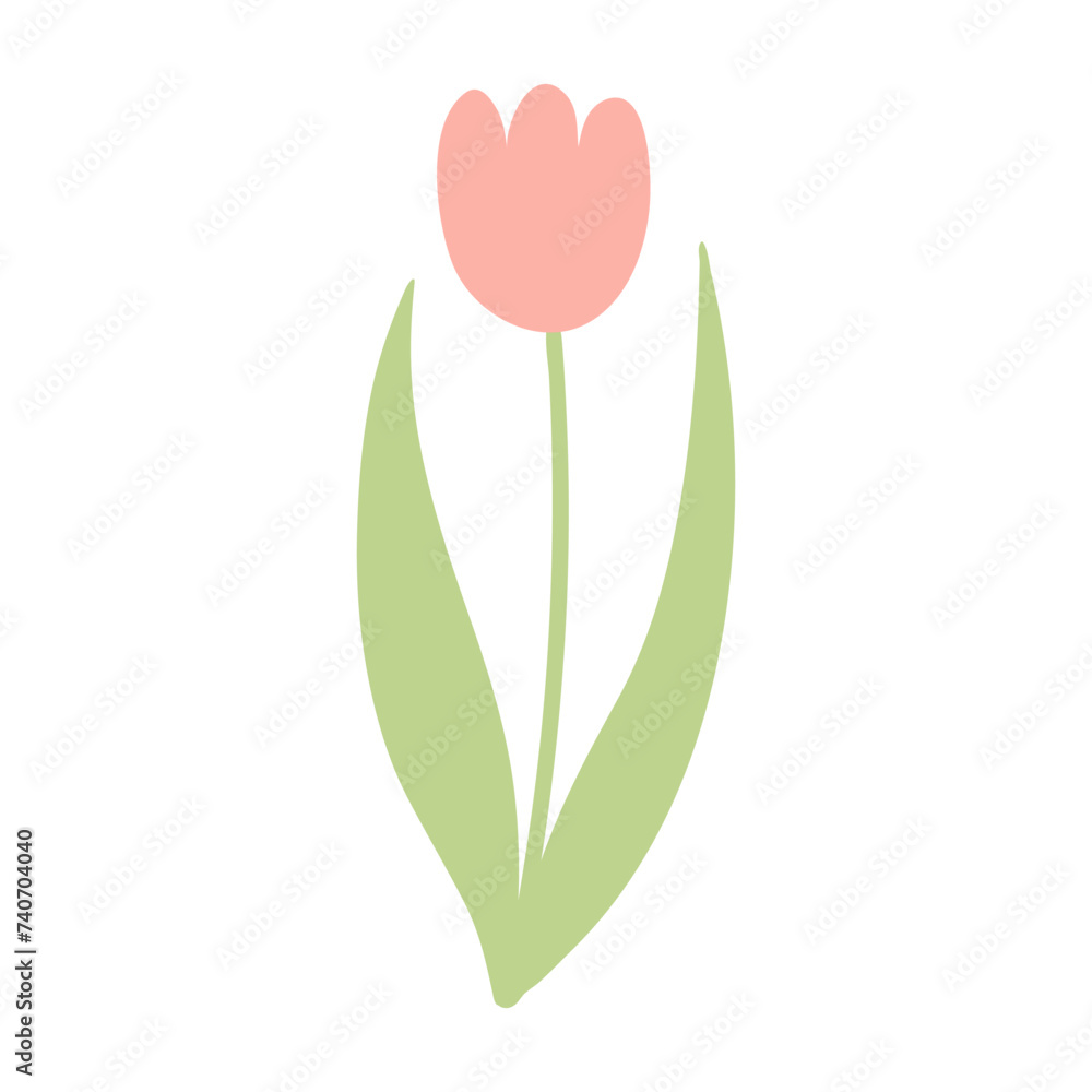 Tulip flower hand drawn illustration. Flat style design, isolated vector. Easter holiday clip art, seasonal card, banner, poster, element. Spring blossom, bloom, floral Tulip flower hand drawn illustration. Flat style design, isolated vector. Easter holiday clip art, seasonal card, banner, poster, element. Spring blossom, bloom, floral