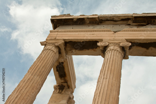 Athens, Greece- September 22,2015: Caryatids, erechtheum temple on Acropolis of Athens, Greece photo