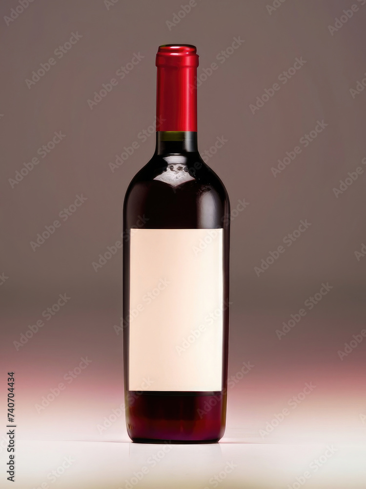 Obraz premium bottle of red wine, mock-up of a wine bottle, white label, black template