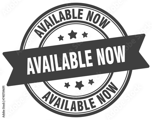 available now stamp. available now label on transparent background. round sign