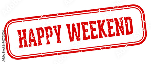 happy weekend stamp. happy weekend rectangular stamp on white background