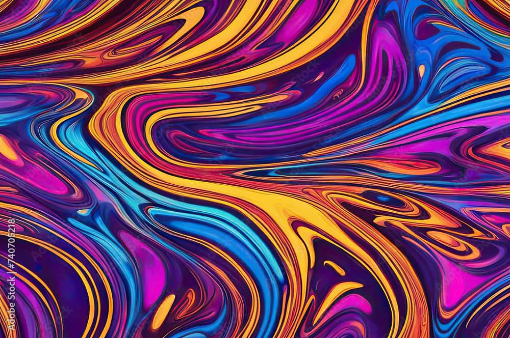 A psychedelic style with rainbow colors patterns, colorful liquid background.