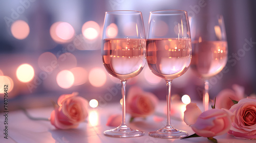 two glasses of champagne and a rose