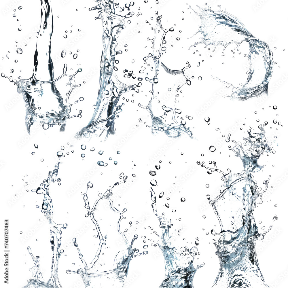 Naklejka premium Collection water splash, isolated on transparent background