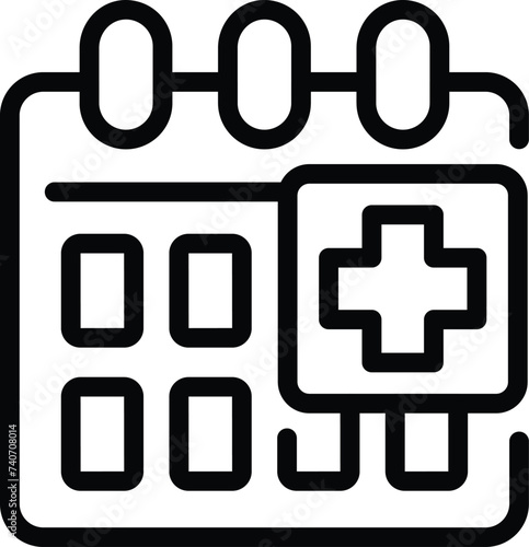 Visit doctor calendar icon outline vector. Mask treatment. Medication visit