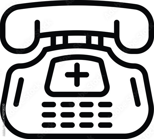Medical doctor phone icon outline vector. Clinic care. Services covering