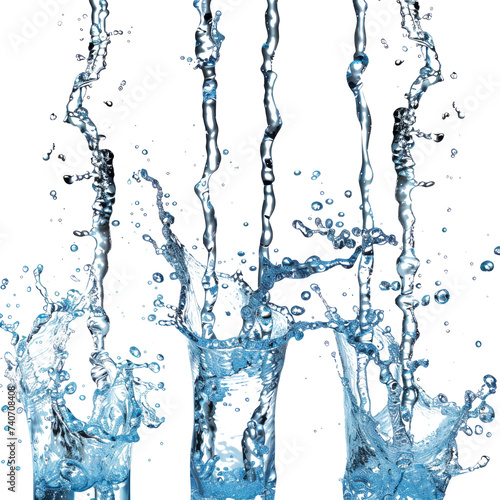 Collection blue water splash, transparent background