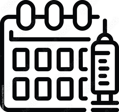Calendar injection icon outline vector. Medical care. Medical house provider