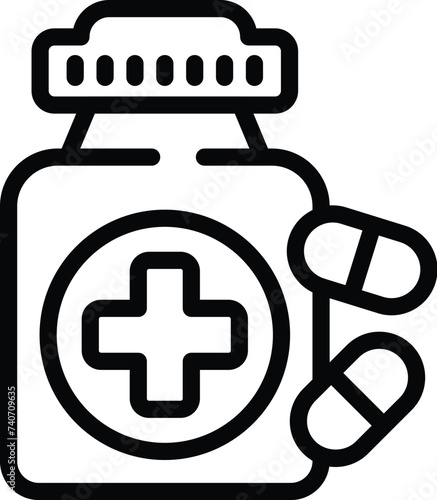 Medical capsule icon outline vector. Bottle package. Treatment patient