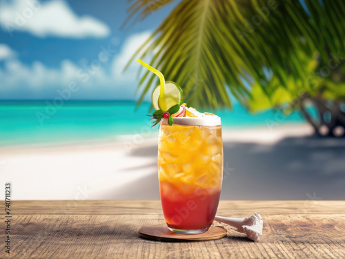 Aviation cocktail on the beach, fresh tropical drink, exotic refreshment, international cocktails