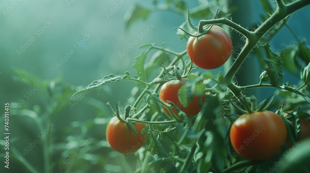 Tomato plant in a greenhouse