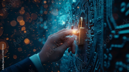 Business Man Collaborate to unlock new opportunities - A hand interacts with advanced technology, symbolizing the seamless connection between humans and the digital world.