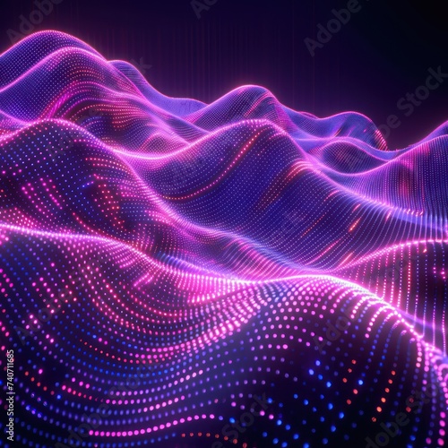 Dynamic 3D Abstract Background with Neon Wavy Lines © Lenhard