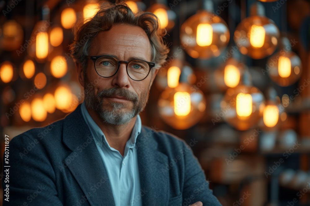 portrait of a man with glasses, Generative AI portrait of a man with glasses, Generative AI