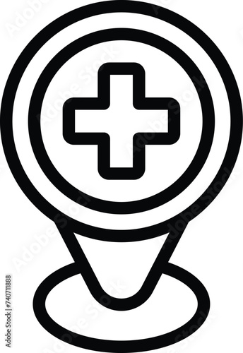 Hospital location icon outline vector. Well home care. Patient doctor visit