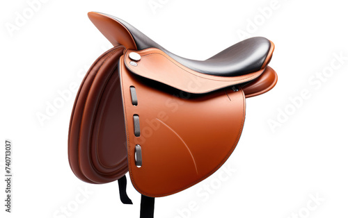 A detailed view of a saddle showcasing its intricate design and craftsmanship. on White or PNG Transparent Background.