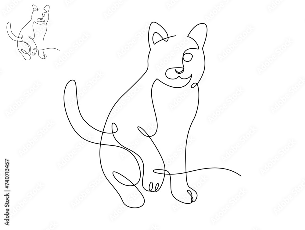 Continuous line drawing cat sitting. Front view single linear decorative design concept. Editable stroke vector illustration, Cat in one line for logo, Advertising. Continuous line drawing cat sitting. Front view single linear decorative design concept. Editable stroke vector illustration, Cat in one line for logo, Advertising.