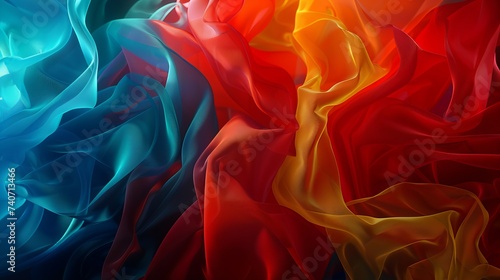 3D rendered wallpaper featuring flowing abstract colored cloth