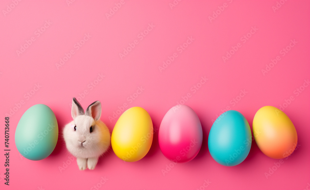 easter eggs and bunny, card with copy space easter eggs and bunny, card with copy space
