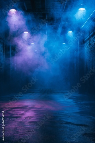 A dark empty street, in dark neon lights © Simone
