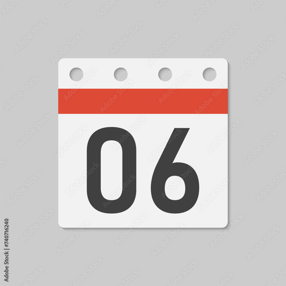 Vector icon page calendar - day 6, countdown Vector icon page calendar - day 6, countdown