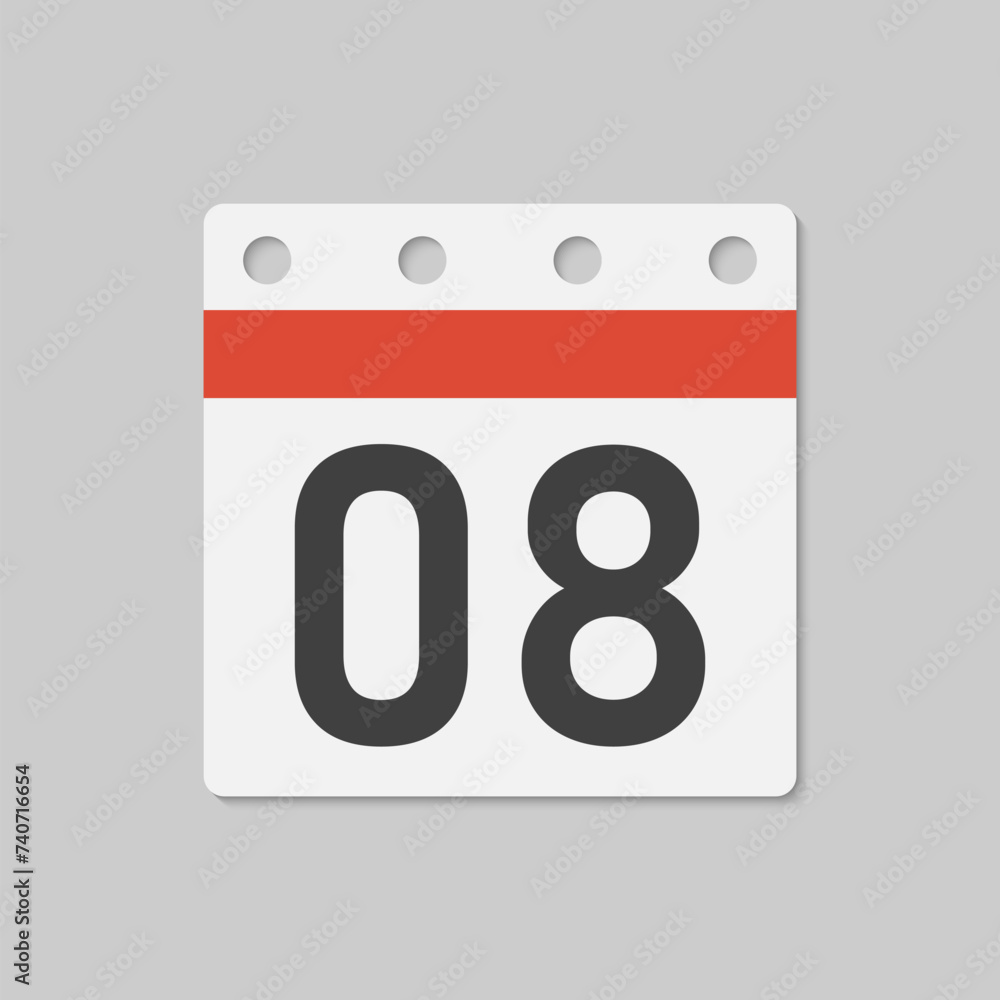 Vector icon page calendar - day 8, countdown Vector icon page calendar - day 8, countdown