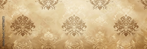 Beige wallpaper with damask pattern