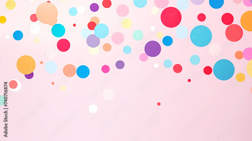 Colorful texture, white background with multicolored polka dots