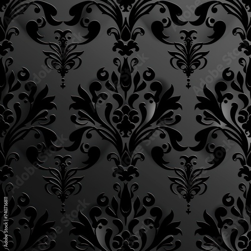 Black wallpaper with damask pattern background