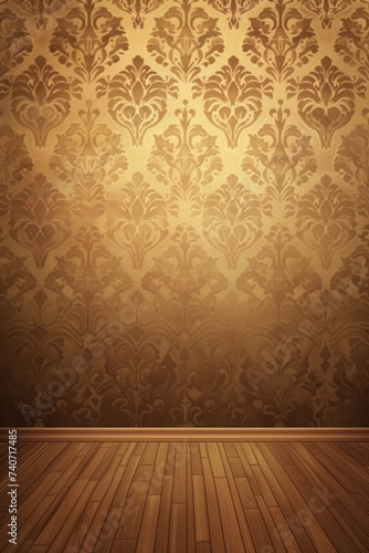 Brown wallpaper with damask pattern background